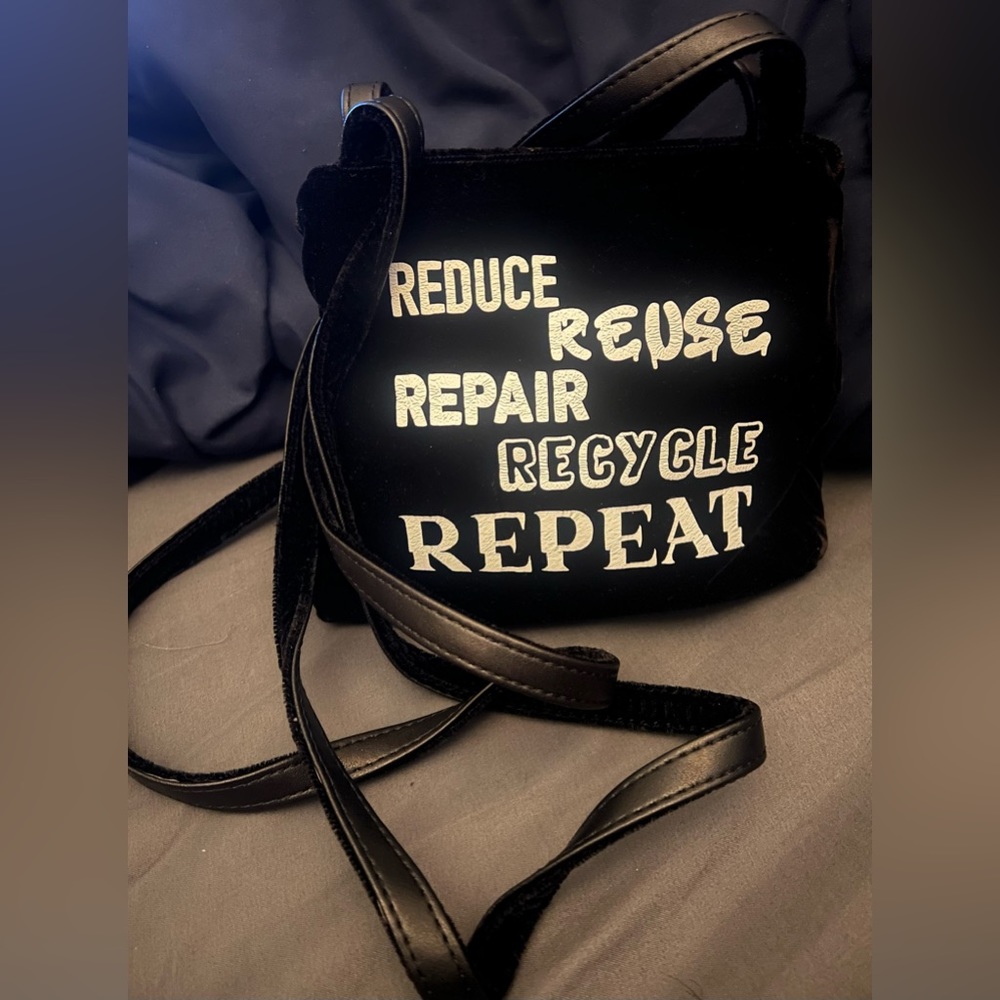 Nine West velvet black bag with eco friendly design.